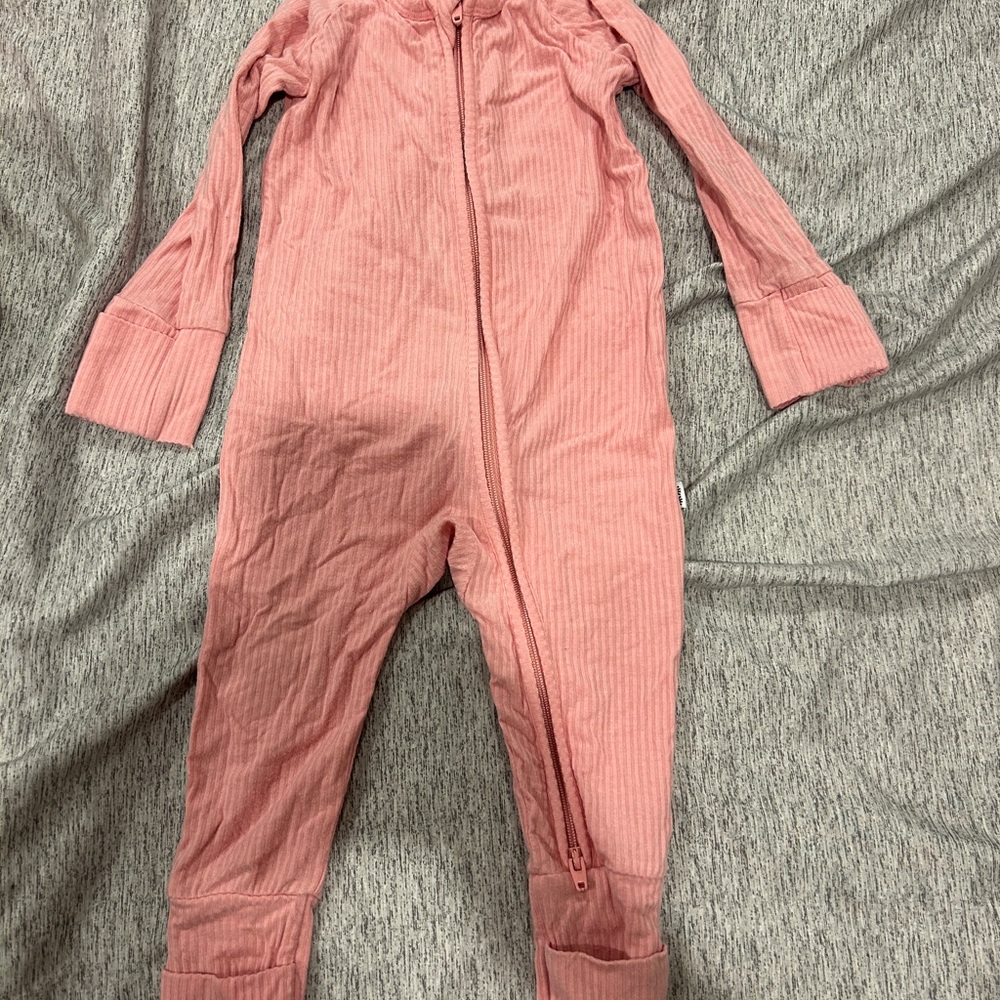 Little Sleepies Pink Ribbed Zip-Up Jammies